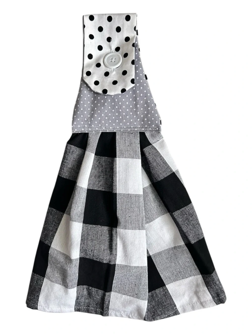 Hand Crafted Black & White Buffalo Plaid Hanging Kitchen Hand  Towel